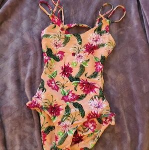 Open back one piece bathing suit